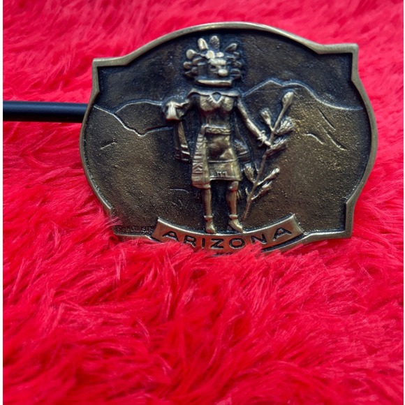 VTG Arizona Morning Kachina Brass Belt Buckle Registered Solid Brass EO0052 1977 - Picture 3 of 6